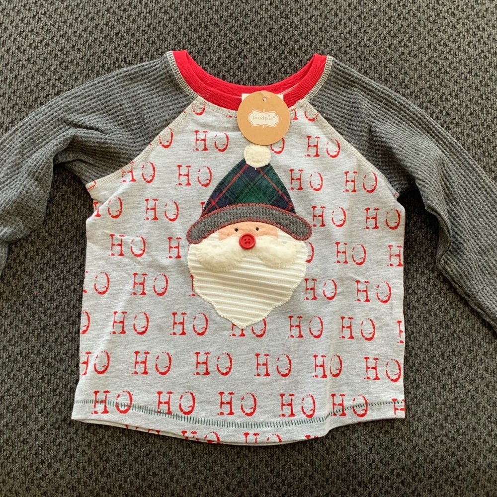 Boys Mud Pie Long Sleeve Santa Shirt